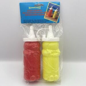 Vintage 1990s Hartin‎ Squeezable Ketchup Mustard Set Novelty Figure Bottles NIP